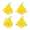 Cute happy pear fruit character set collection