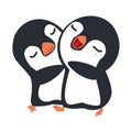 Cute Happy Penguins Couple hug cartoon Royalty Free Stock Photo