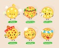 Cute happy pizza character set Royalty Free Stock Photo