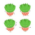 Cute happy plant in pot character set collection