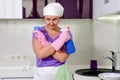 Cute happy playful housewife Royalty Free Stock Photo