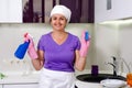 Cute happy playful housewife Royalty Free Stock Photo