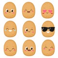 Cute happy potato character emoji set Royalty Free Stock Photo