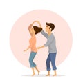 Cute happy romantic couple in love having fun dancing at home Royalty Free Stock Photo