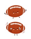 Cute happy and sad american football rugby ball Royalty Free Stock Photo