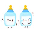 Cute happy and sad bottle with nipple pacifier