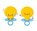 Cute happy and sad cry baby nipple character Royalty Free Stock Photo