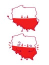 Cute happy and sad funny Poland map and flag Royalty Free Stock Photo