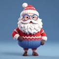 Cute happy santa claus with glasses in cartoon style. isolated on a colored background. Concept Christmas and New Year.