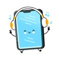 Cute smartphone, mobile phone listen music