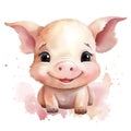 Cute happy smiling baby pig