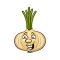 Cute happy smiling bow onion vegetable. Royalty Free Stock Photo