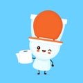 Cute happy smiling bowl hold toilet paper Royalty Free Stock Photo