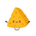 Cute happy smiling cheese meditate Royalty Free Stock Photo