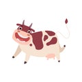 Cute Happy Smiling Cow, Funny Farm Animal Cartoon Character Vector Illustration Royalty Free Stock Photo