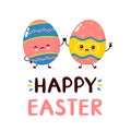 Cute happy smiling easter eggs character