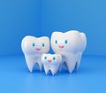 Cute happy smiling family of teeth. Clear tooth concept. Brushing teeth. Dental kids care Royalty Free Stock Photo