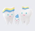 Cute happy smiling family of teeth with toothpaste hairstyle Royalty Free Stock Photo