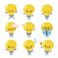 Cute happy smiling light bulb character