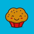 Cute happy smiling muffin cupcake. Vector
