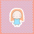 Cute Happy Smiling Peach Hair Cartoon Baby Girl