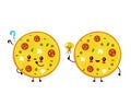Cute happy smiling pizza with question mark