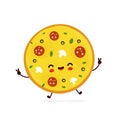 Cute happy smiling pizza. Vector