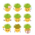 Cute happy smiling plant set collection.