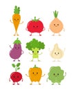 Cute happy smiling raw vegetable collection Royalty Free Stock Photo