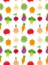 Cute happy smiling raw vegetable collection Royalty Free Stock Photo