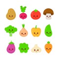 Cute happy smiling raw vegetable collection Royalty Free Stock Photo