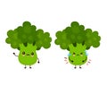 Cute happy smiling and sad cry broccoli vegetable. Vector flat cartoon character illustration icon design.Isolated on white Royalty Free Stock Photo