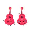 Cute happy smiling and sad ukulele guitar