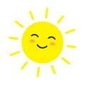 Cute happy smiling sun. Flat icon. Royalty Free Stock Photo