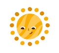 Cute happy smiling sun with funny face. Hot summer sunny weather icon. Children`s Scandinavian doodle drawing. Childish Royalty Free Stock Photo