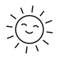 Cute happy smiling sun. Line icon. Royalty Free Stock Photo