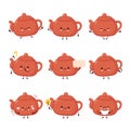 Cute happy smiling teapot set collection