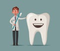 Cute happy smiling tooth. Vector cartoon illustration. Funny characters Royalty Free Stock Photo