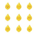 Cute happy smiling urine drop set collection