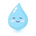 Cute happy smiling water drop meditate character
