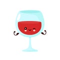 Cute happy smiling wine glass show muscle