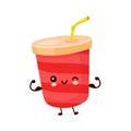 Cute happy soda water cup show muscle