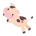 Cute happy spotted baby cow happily jumping. Adorable farm animal character cartoon vector illustration Royalty Free Stock Photo