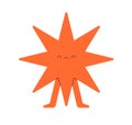 Cute happy star with funny smiling enjoying face expression. Joyful amusing sun character with legs. Positive mood, fun