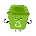 Cute happy strong garbage container show muscle