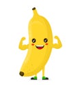 Cute happy strong smiling banana show muscle