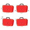 Cute happy suitcase character set collection