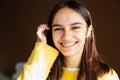 Cute and happy teen girl with braces smiling to camera Royalty Free Stock Photo