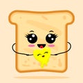 Cute happy toast with shape of heart butter