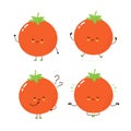 Cute happy tomato character set collection Royalty Free Stock Photo